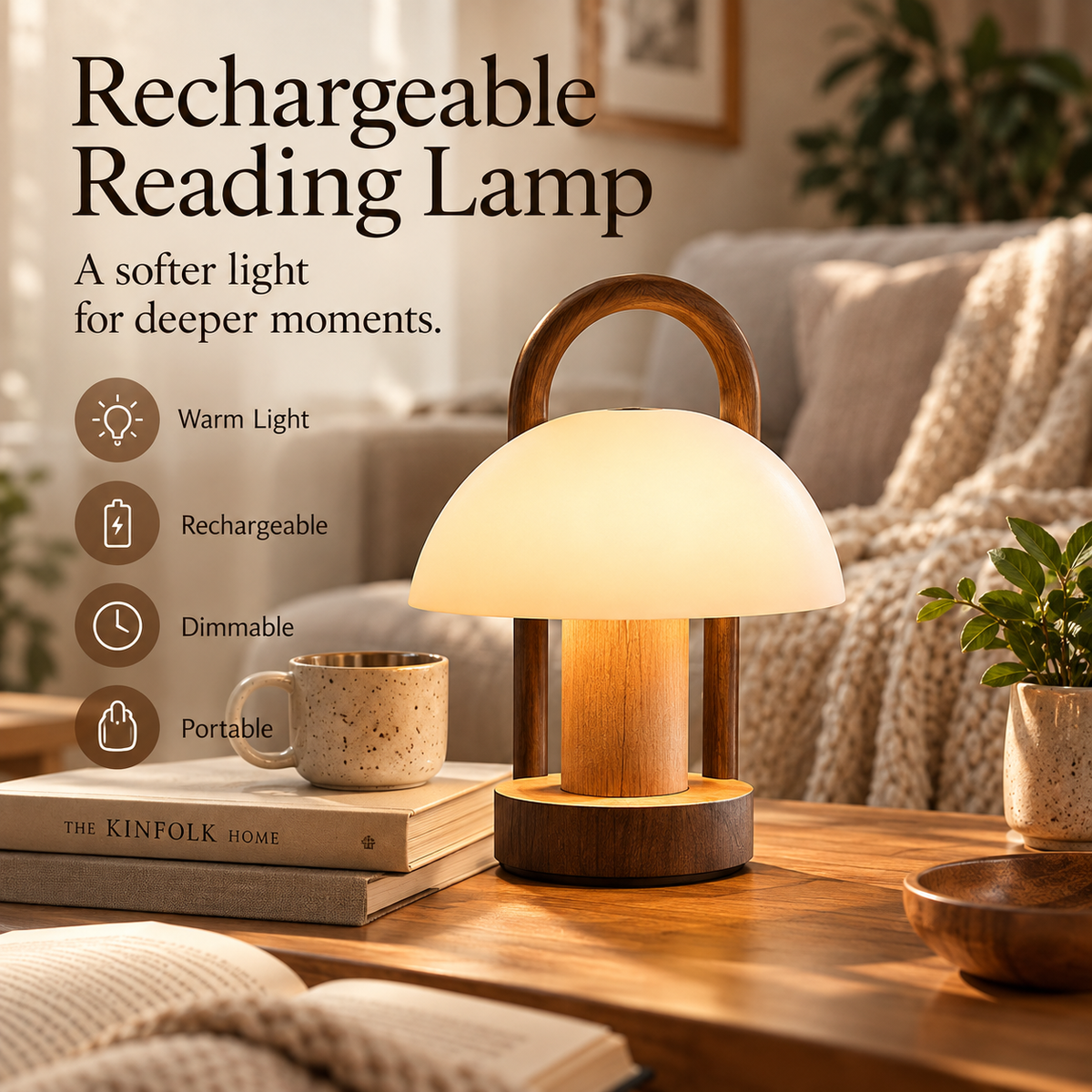 SERONYVA® Rechargeable Reading Lamp – Portable Warm Dimmable Table Lamp