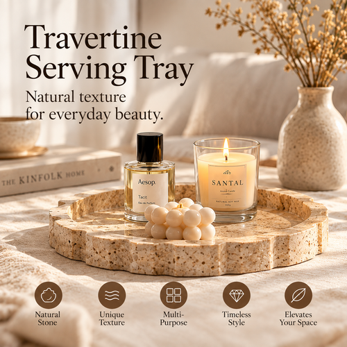 SERONYVA® Travertine Serving Tray – Natural Stone Decorative Organizer