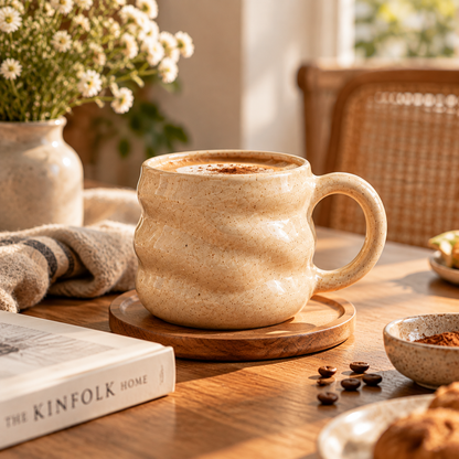 SERONYVA® Ceramic Coffee Mug – 400ml Textured Stoneware-Style Mug