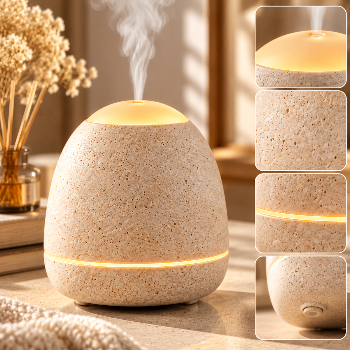 SERONYVA® Ceramic Aroma Diffuser – Ultrasonic Essential Oil Diffuser with Ambient Light