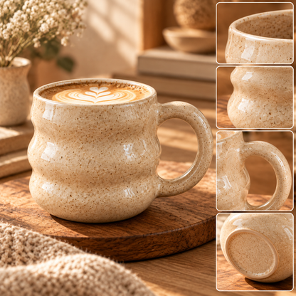 SERONYVA® Ceramic Coffee Mug – 400ml Textured Stoneware-Style Mug