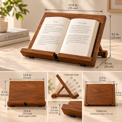 SERONYVA® Wooden Reading Stand – Adjustable Book &amp; Tablet Holder