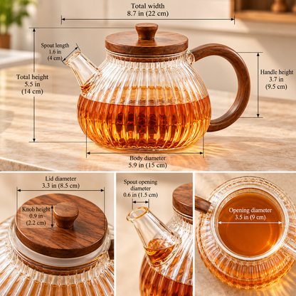 SERONYVA® Ribbed Glass Teapot – 800ml Heat-Resistant Glass Tea Pot