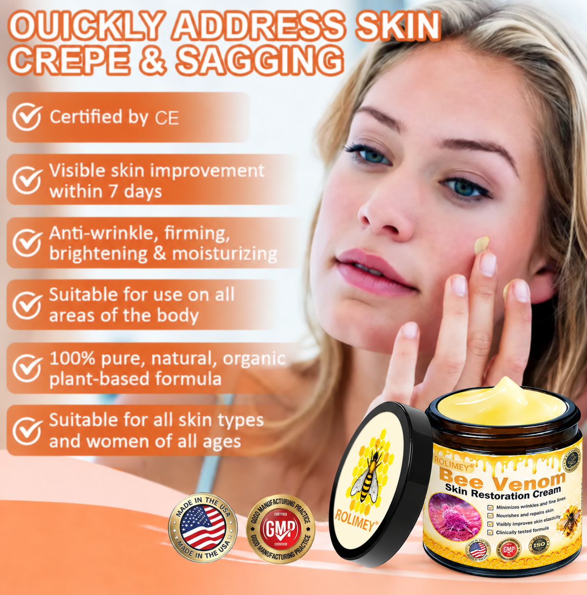 🔥Official Brand Shop丨Rolimey® Bee venom Pro Comprehensive Cream—Tightening for Skin Types